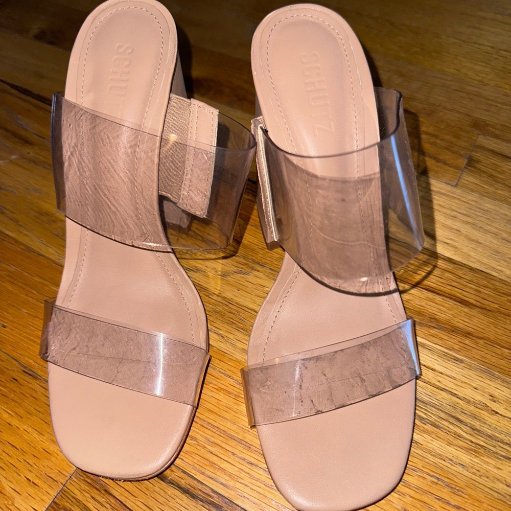SCHUTZ Women's Nude and Clear Heeled Sandals